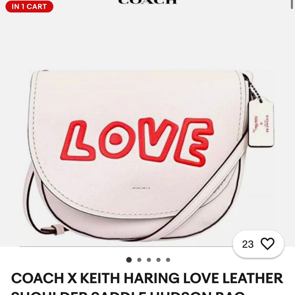Coach x Keith Haring Love Leather Shoulder Bag - White and Red